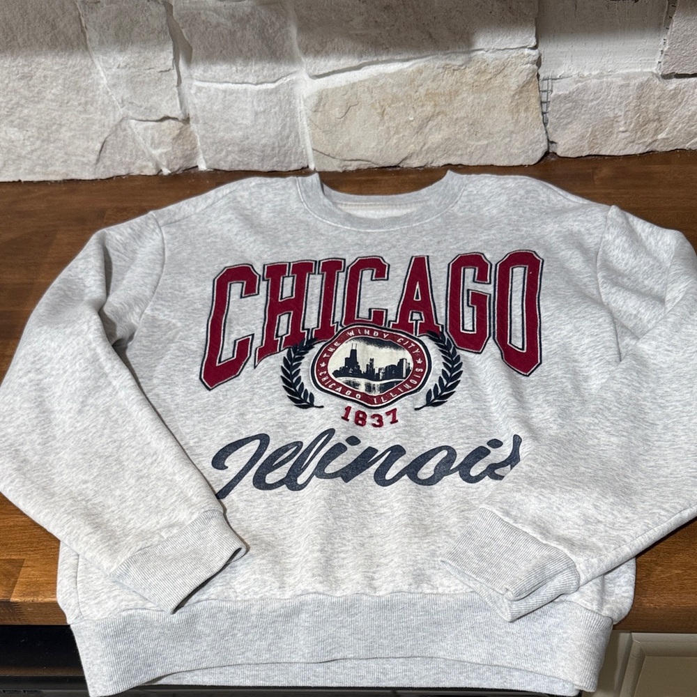 Hollister Gray Chicago Crewneck Sweater